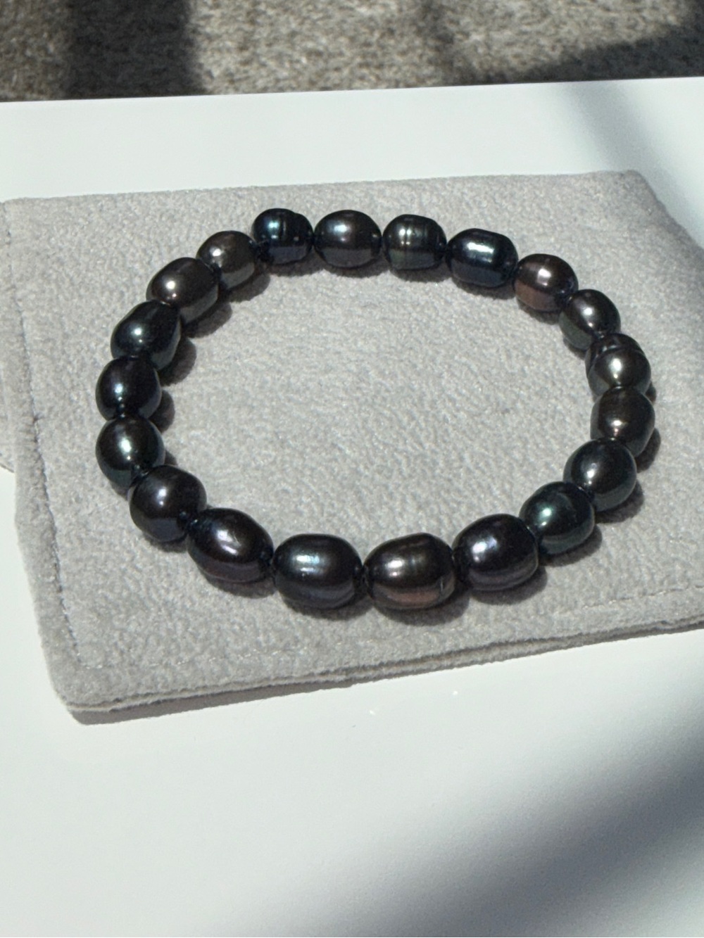 Black Pearl Beaded Stretch Bracelet - Women Jewelry